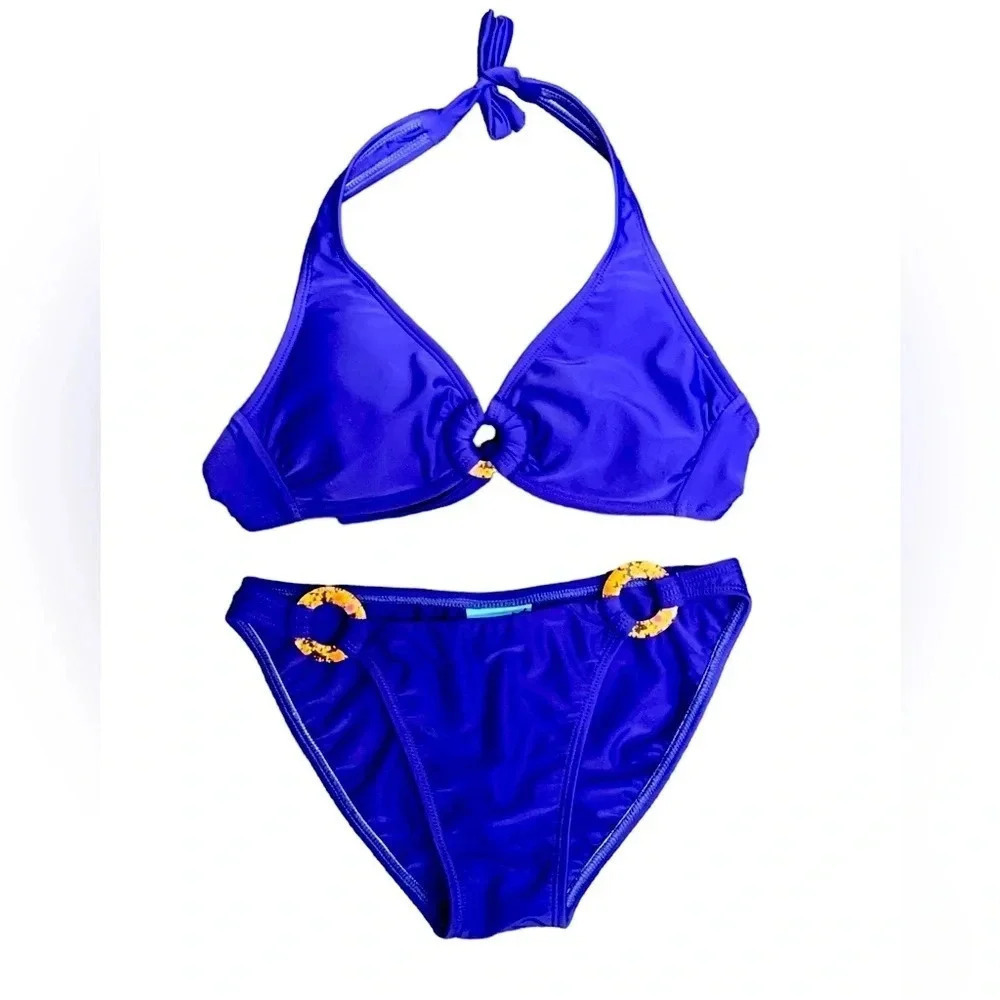 Letarte Maui, Hawaii Micro Bikini Set Royal Blue with Rings Size XS